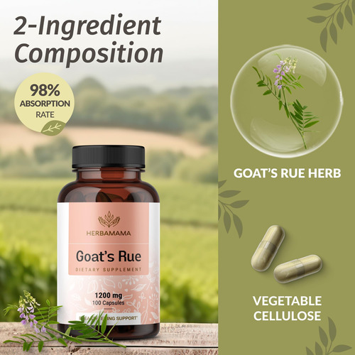 Herbamama Goats Rue Capsules - 1200mg Galega Officinalis For - Imagem 4