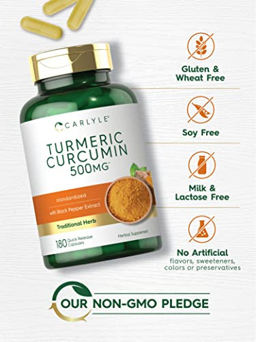 Suplemento Carlyle Curmeric Curcumin 500mg 180 Cápsulas - Imagem 4