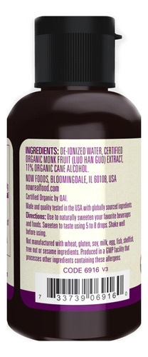Fruta Dos Monges Now Foods Adoçante Líquido 59ml 3un - Imagem 5