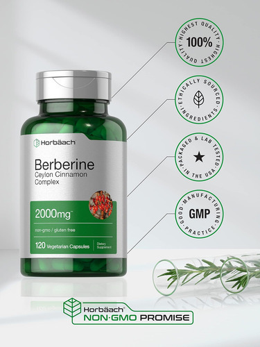 Horbaach Berberine Plus Canela Do Ceilão | 2000mg | 120 Cáps - Imagem 5