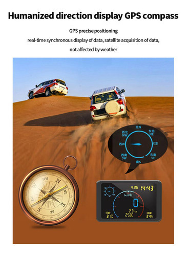 Head Up Display Gps Digital Hud Alarm Velocímetro De Veículo - Imagem 4