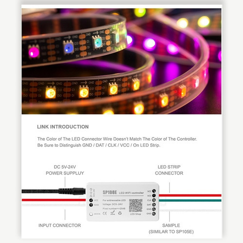 Controlador Led Mágico Sp108e Wifi Magic Módulo De Painel De - Imagem 6