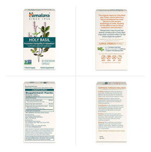 Suplemento De Ervas Tulsi De Manjericão Sagrado Do Himalaia, - Imagem 7