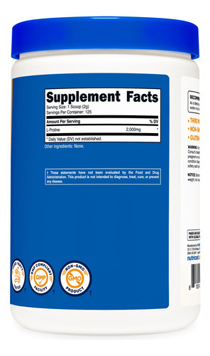 Suplemento Nutricost L-prolina Em Pó 250g - 2.000 Mg/porção - Imagem 5
