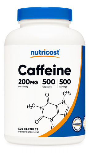 Comprimidos De Cafeína Nutricost 200 Mg/cápsulas (500 Cápsul