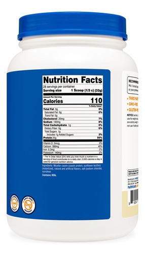 Proteína Em Pó Nutricost Caseína Micelar 907g Sabor Baunilha - Imagem 6