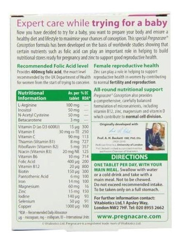 Vitabiotics (2 Unidades) - Pregnacare Conception 30s Pacote - Imagem 3