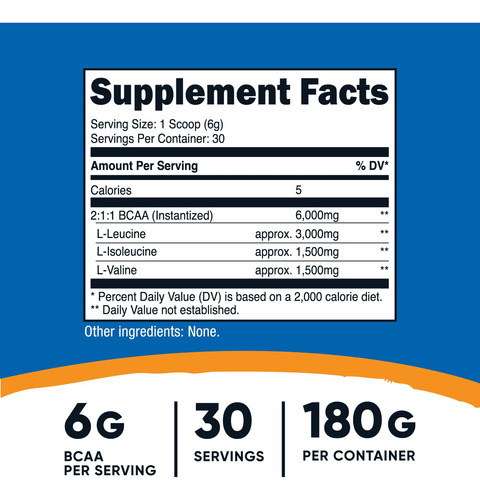 Bcaa Em Pó Nutricost Sem Sabor 30 Porções 180g - Imagem 3