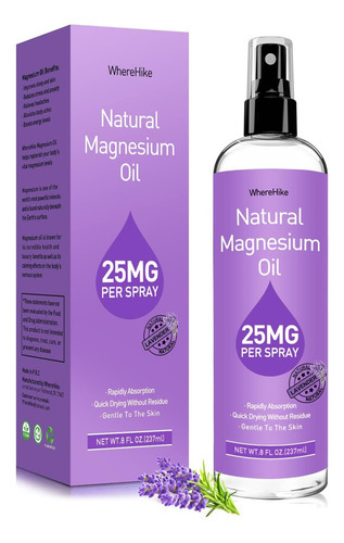 Spray De Óleo De Magnésio Natural Para Pés Tamanho 8 Onças (