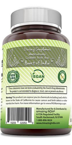 Amazing India Natural Shatavari 500 Mg Por Porção De Supleme - Imagem 3