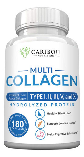 Comprimidos De Colágeno Caribou Nutrition 180 Tipo I, Ii, Ii