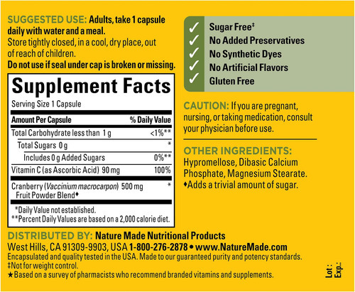 Suplemento De Cranberry Nature Made 500 Mg Com Vitamina C Pa - Imagem 6