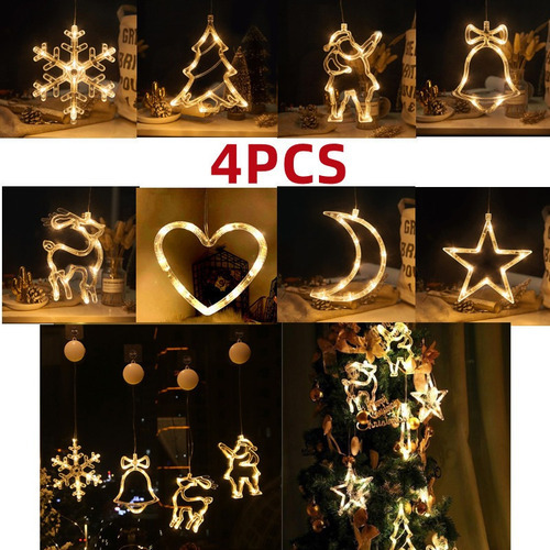 Jx Candelabro De Cortina De 4 Peças Led Christmas Sucker - Imagem 2