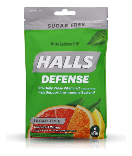 Halls Defense Vitamina C Gotas De Frutas Cítricas Variadas S