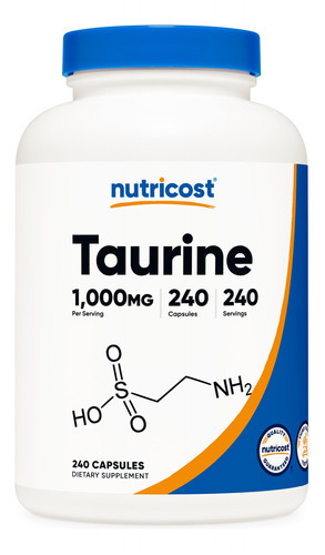 Suplemento Nutricost Taurine 1000 Mg Cápsulas 240 Porções