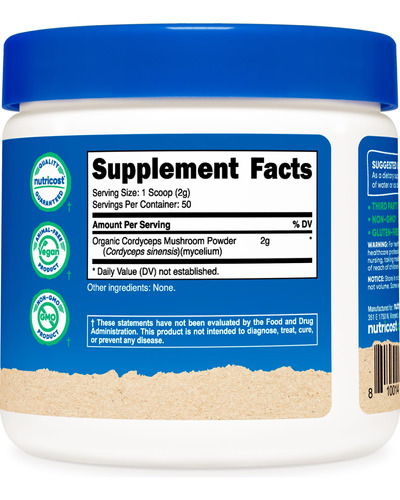 Suplemento Nutricost Organic Cordyceps Em Pó 100g - Imagem 6