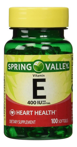 Spring Valley - Vitamina E 400 Ui, Solúvel Em Água, 100 Cáps