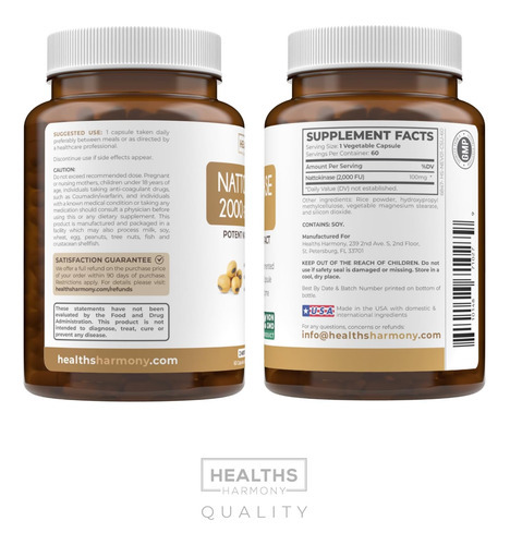 Healths Harmony Nattokinase 2000 Fu (não Ogm) Poderoso Suple - Imagem 8