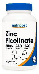Suplemento Nutricost Picolinato De Zinco 50 Mg 240 Cápsulas - Imagem 2