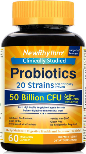 Newrhythm Probiotics 50 Bilhões De Ufc 20 Cepas, 60 Cápsula