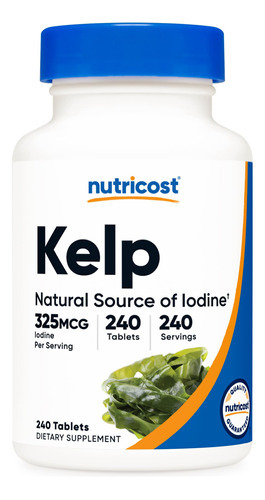 Suplemento Nutricost Kelp Tablets 325mcg Iodo 240 Comprimido