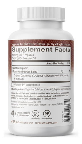 Om Mushroom Superfood Cordyceps Mushroom Capsules Suplemento - Imagem 8