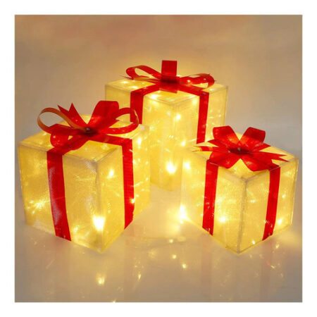 Caixa Ou Conjunto De Presente Iluminado De Natal De 3 Peças. - Imagem 5