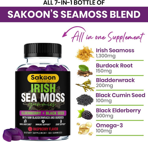 Sakoon Nutrition Gomas De Musgo Do Mar Irlandês E Óleo De Se - Imagem 2