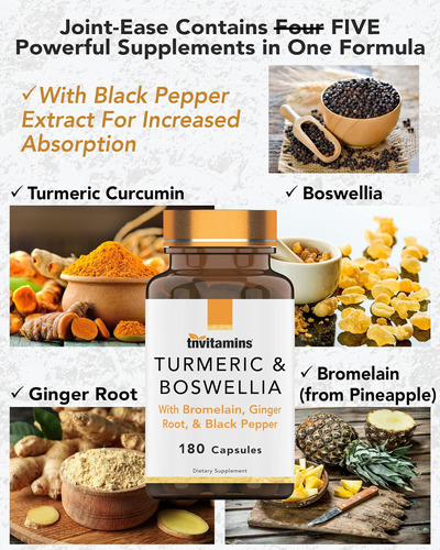 Tnvitamins Complexo De Cúrcuma E Boswellia (180 Cápsulas) Co - Imagem 3
