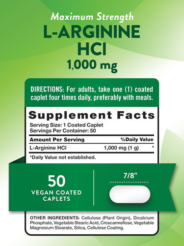 Natures Truth L-arginina Hcl 1000mg | 50 Caplets | Suplement - Imagem 2