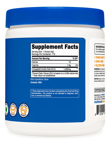 Suplemento Nutricost Cla (ácido Linoléico Conjugado) 227g Po - Imagem 6