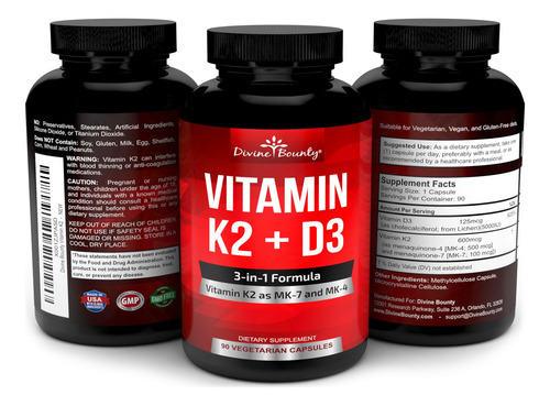 Suplemente A Vitamina K2 Da Divine Bounty (mk7 E Mk4) Com D3 - Imagem 4