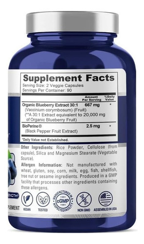 Nusapure Blueberry Concentrate 20.000mg - 180 Cápsulas De Pó