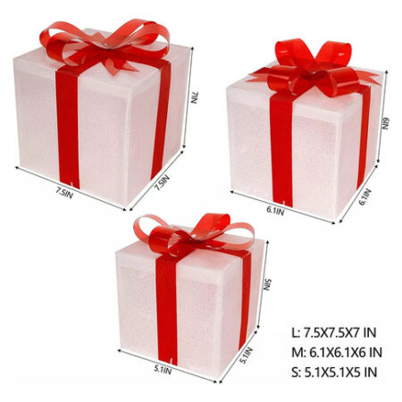 Novo Caixa De Presente Decorativa De Natal De 3 Peças Bem - Imagem 7