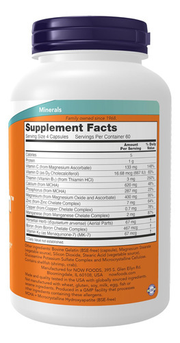 Now Foods Supplements, Bone Strength Com Hidroxiapatita Mic - Imagem 2