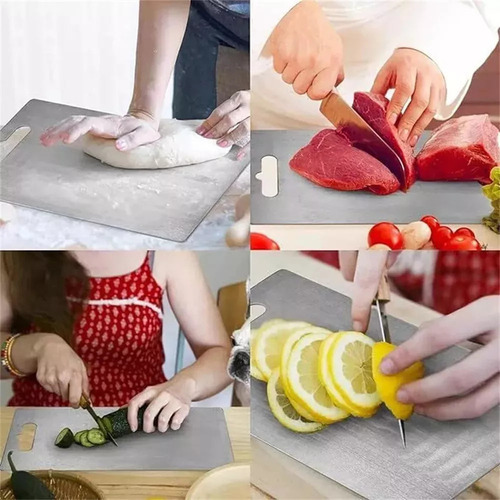 Tábua De Cortar Tábua De Corte De Cozinha Inoxidável De Dupl - Imagem 6