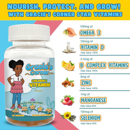 Gracies Corner Stars Kids Gomas Multivitamínicas Com Ômega 3 - Imagem 3
