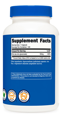Suplemento Nutricost Gluconato De Zinco 50 Mg 120 Cápsulas V - Imagem 6