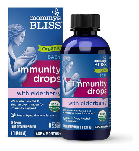 Gotas De Sabugueiro Orgânico Para Bebês Mommys Bliss, Suport
