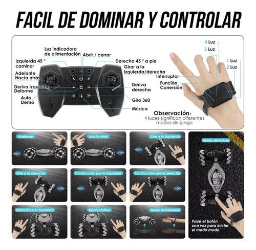 Sensor De Gesto Rc Car Toy De 2,4 Ghz Com Luzes/música 8 Em - Imagem 23