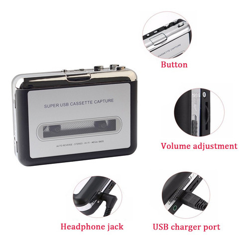 Leitor De Cassetes Usb, Conversor De Cassete Para Mp3 - Imagem 4