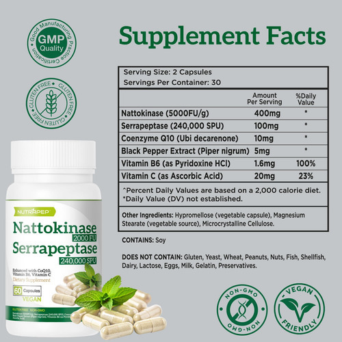 Suplemento Nattokinase 2000 Fu Serrapeptase Spu - Aprimorado - Imagem 7