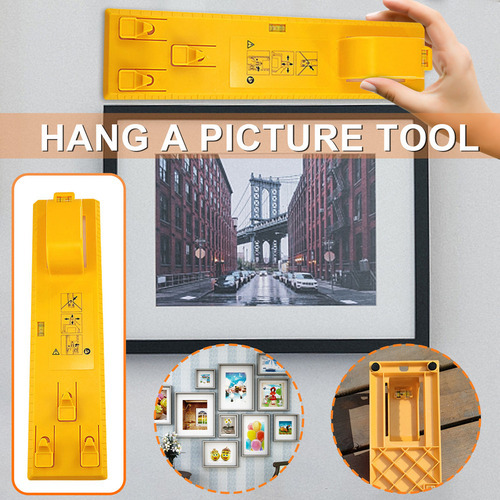 Ci Hang Level Ruler Picture Frame Hanger Hook Wall Tools - Imagem 2
