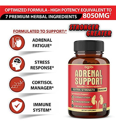 Suplemento De Suporte Adrenal Agobi 7 Em 1, Equivalente A 8 - Imagem 3