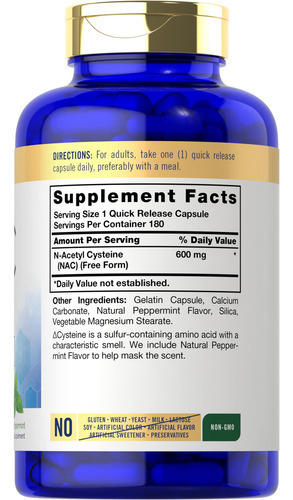 Suplemento Carlyle Nac N-acetilcisteína 600 Mg 180 Cápsulas - Imagem 2