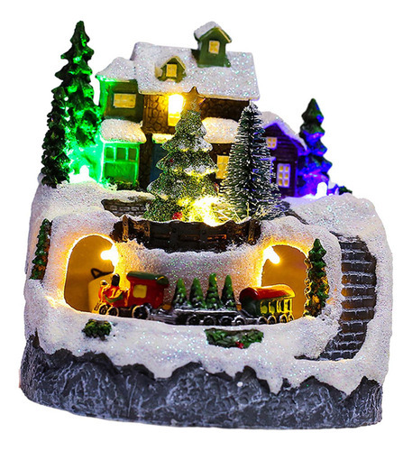 Natal Aldeia Casa Neve Árvore Cena Caixa De Música - Imagem 2