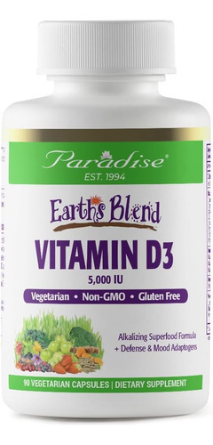 Paradise Herbs, Earths Blend Vitamina D3, Superalimentos B