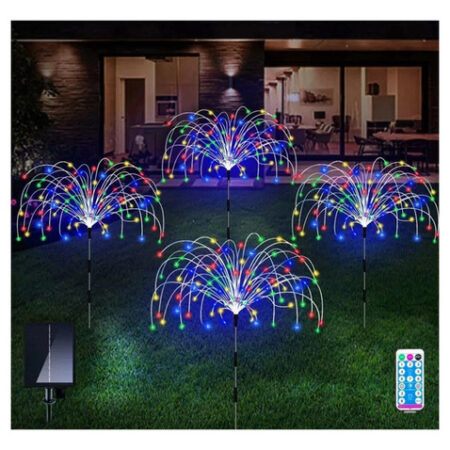 4 Peças Luzes Solares Fogos Artifício Para Decoração Natal - Imagem 3