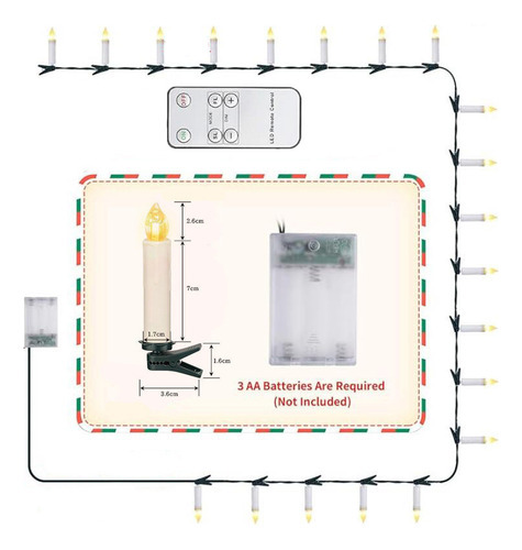 40 Luzes De Vela De Natal Led Com Clipes Com Controle Remoto - Imagem 7