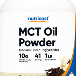 Óleo Mct Em Pó Nutricost Premium 454g Sabor Baunilha